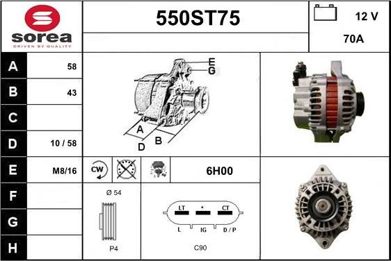 STARTCAR 550ST75 - Alternator autospares.lv