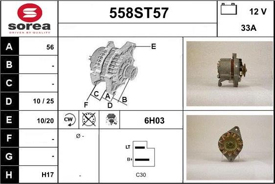 STARTCAR 558ST57 - Alternator autospares.lv