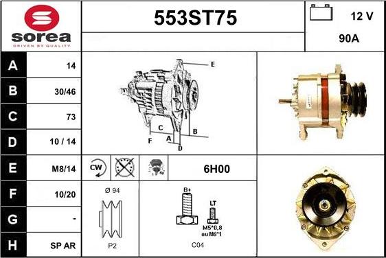 STARTCAR 553ST75 - Alternator autospares.lv