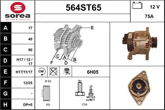 STARTCAR 564ST65 - Alternator autospares.lv