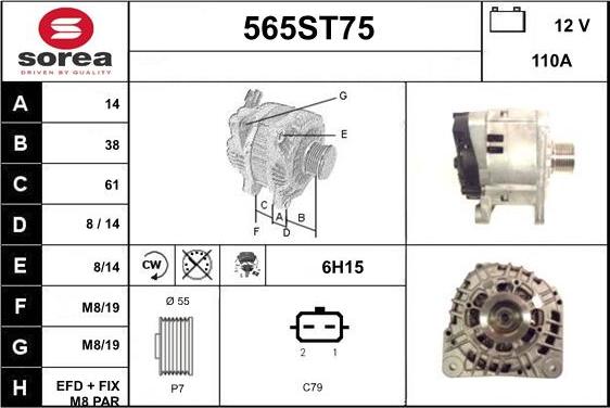 STARTCAR 565ST75 - Alternator autospares.lv