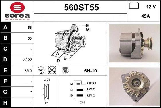 STARTCAR 560ST55 - Alternator autospares.lv