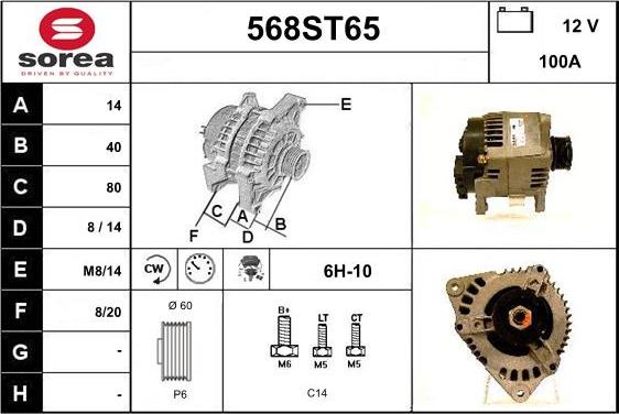 STARTCAR 568ST65 - Alternator autospares.lv