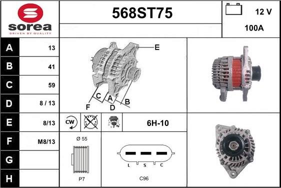 STARTCAR 568ST75 - Alternator autospares.lv
