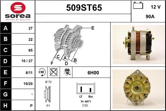 STARTCAR 509ST65 - Alternator autospares.lv