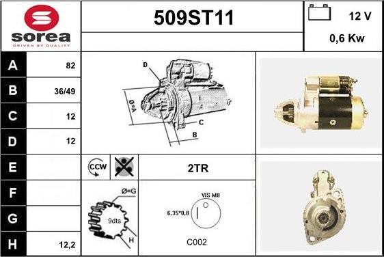 STARTCAR 509ST11 - Starter autospares.lv