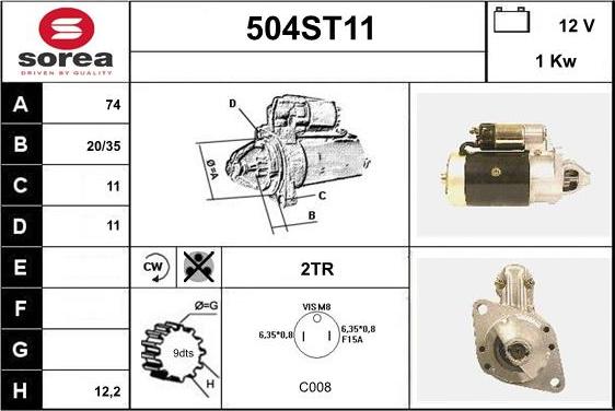 STARTCAR 504ST11 - Starter autospares.lv