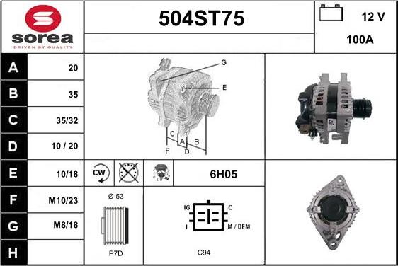 STARTCAR 504ST75 - Alternator autospares.lv