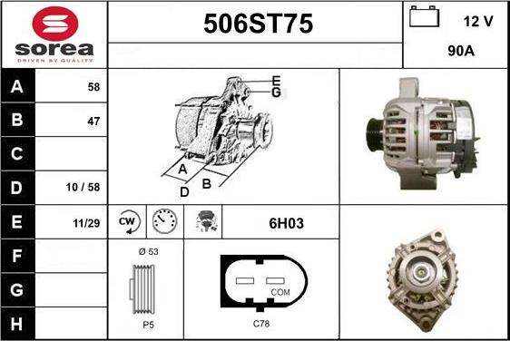 STARTCAR 506ST75 - Alternator autospares.lv