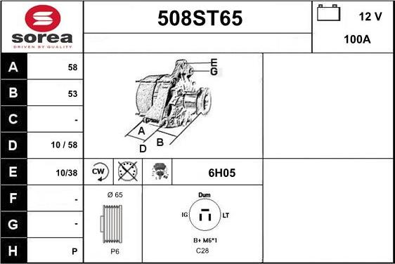 STARTCAR 508ST65 - Alternator autospares.lv