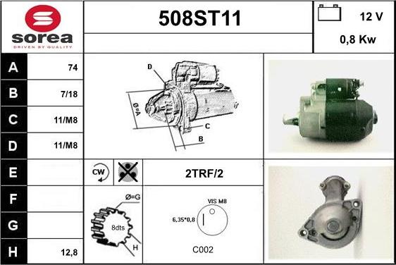 STARTCAR 508ST11 - Starter autospares.lv