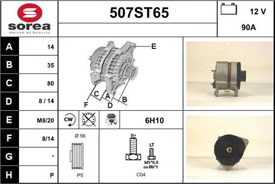 STARTCAR 507ST65 - Alternator autospares.lv