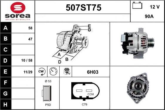 STARTCAR 507ST75 - Alternator autospares.lv