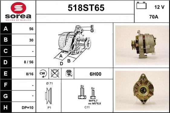 STARTCAR 518ST65 - Alternator autospares.lv