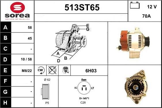 STARTCAR 513ST65 - Alternator autospares.lv