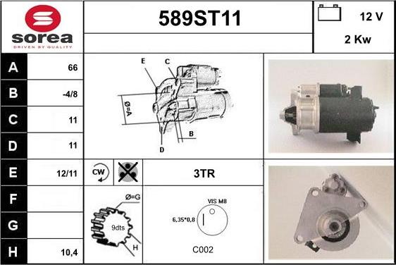 STARTCAR 589ST11 - Starter autospares.lv