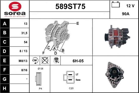 STARTCAR 589ST75 - Alternator autospares.lv