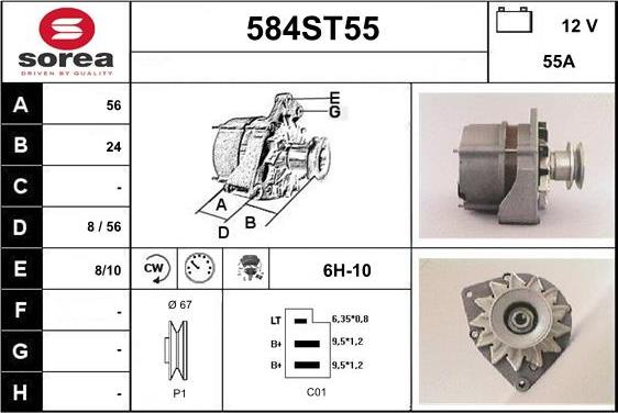 STARTCAR 584ST55 - Alternator autospares.lv