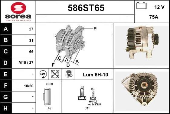 STARTCAR 586ST65 - Alternator autospares.lv