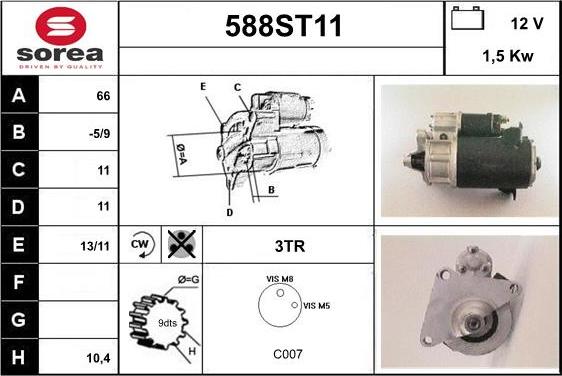 STARTCAR 588ST11 - Starter autospares.lv