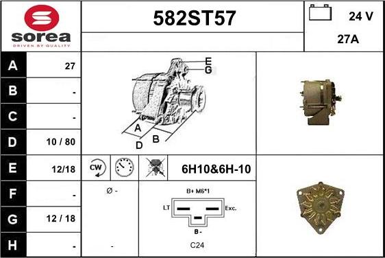 STARTCAR 582ST57 - Alternator autospares.lv