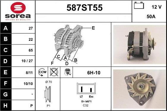 STARTCAR 587ST55 - Alternator autospares.lv