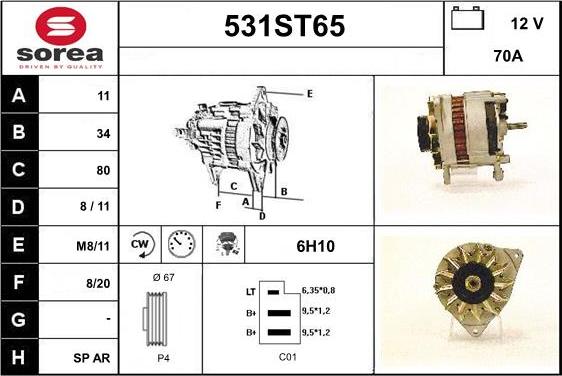 STARTCAR 531ST65 - Alternator autospares.lv