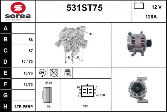 STARTCAR 531ST75 - Alternator autospares.lv