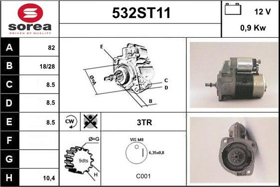 STARTCAR 532ST11 - Starter autospares.lv