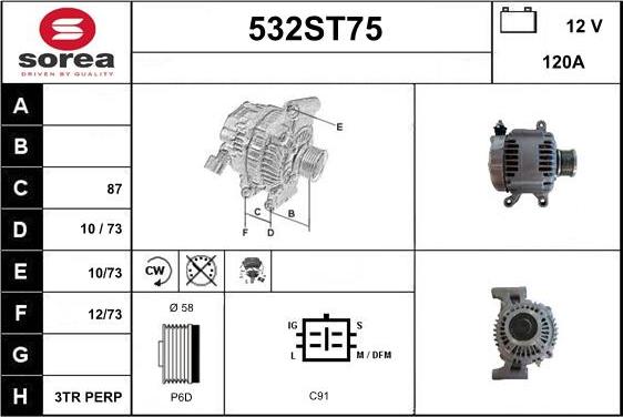 STARTCAR 532ST75 - Alternator autospares.lv