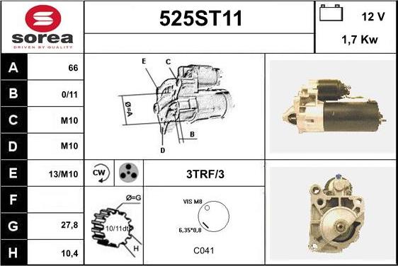 STARTCAR 525ST11 - Starter autospares.lv