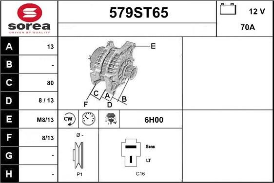 STARTCAR 579ST65 - Alternator autospares.lv