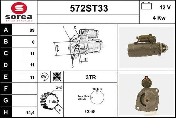 STARTCAR 572ST33 - Starter autospares.lv