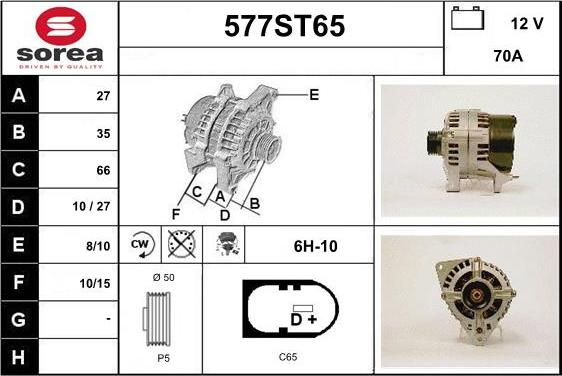 STARTCAR 577ST65 - Alternator autospares.lv