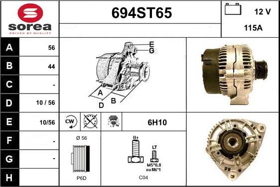 STARTCAR 694ST65 - Alternator autospares.lv