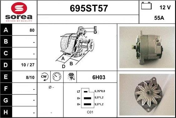 STARTCAR 695ST57 - Alternator autospares.lv