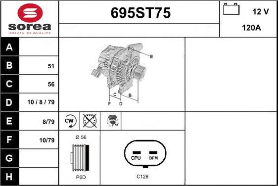 STARTCAR 695ST75 - Alternator autospares.lv