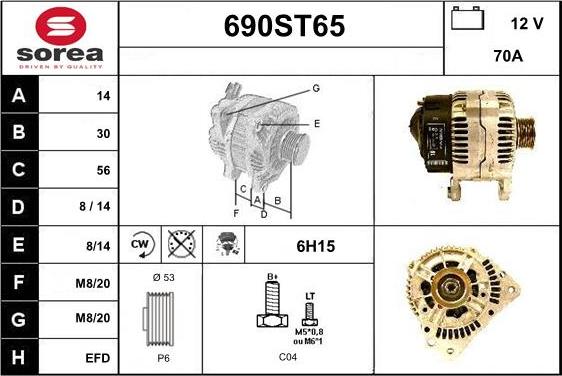 STARTCAR 690ST65 - Alternator autospares.lv