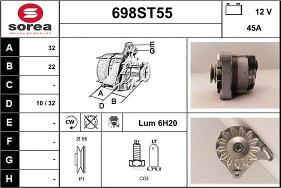 STARTCAR 698ST55 - Alternator autospares.lv