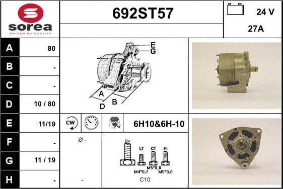 STARTCAR 692ST57 - Alternator autospares.lv