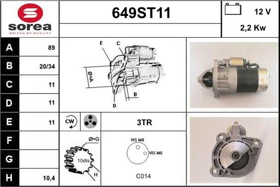 STARTCAR 649ST11 - Starter autospares.lv