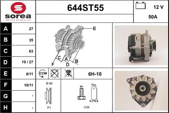 STARTCAR 644ST55 - Alternator autospares.lv