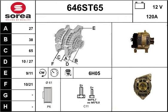 STARTCAR 646ST65 - Alternator autospares.lv