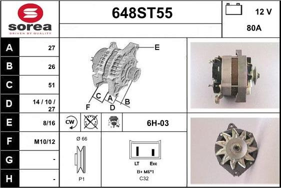 STARTCAR 648ST55 - Alternator autospares.lv