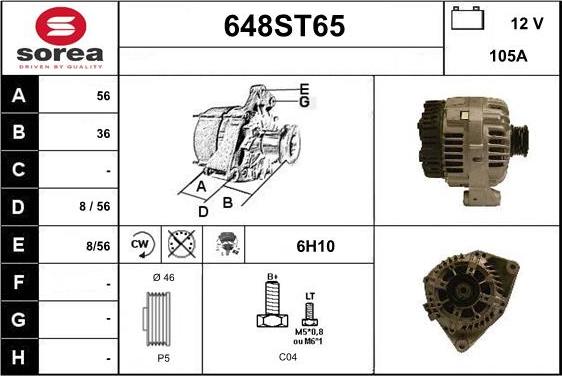 STARTCAR 648ST65 - Alternator autospares.lv