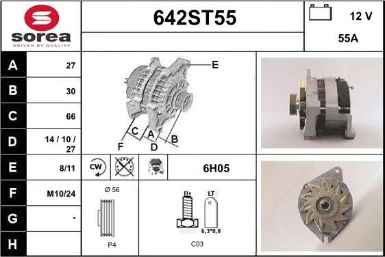 STARTCAR 642ST55 - Alternator autospares.lv