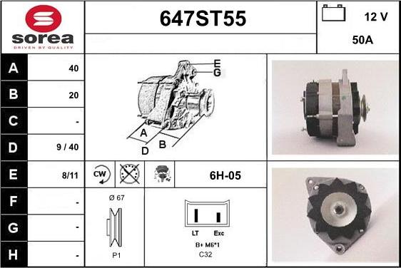 STARTCAR 647ST55 - Alternator autospares.lv