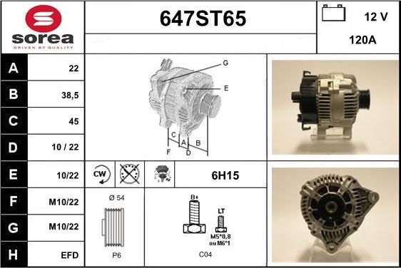 STARTCAR 647ST65 - Alternator autospares.lv