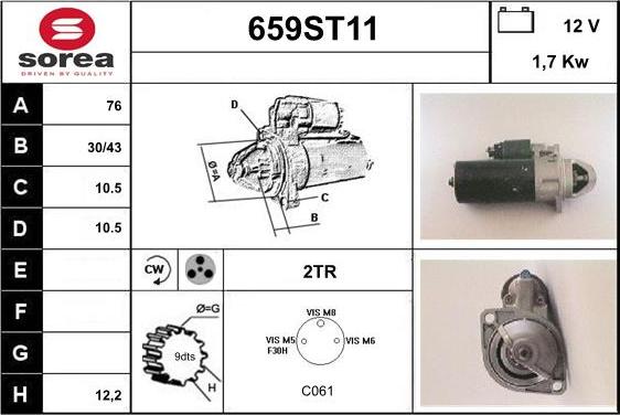 STARTCAR 659ST11 - Starter autospares.lv