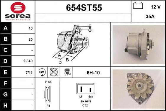 STARTCAR 654ST55 - Alternator autospares.lv